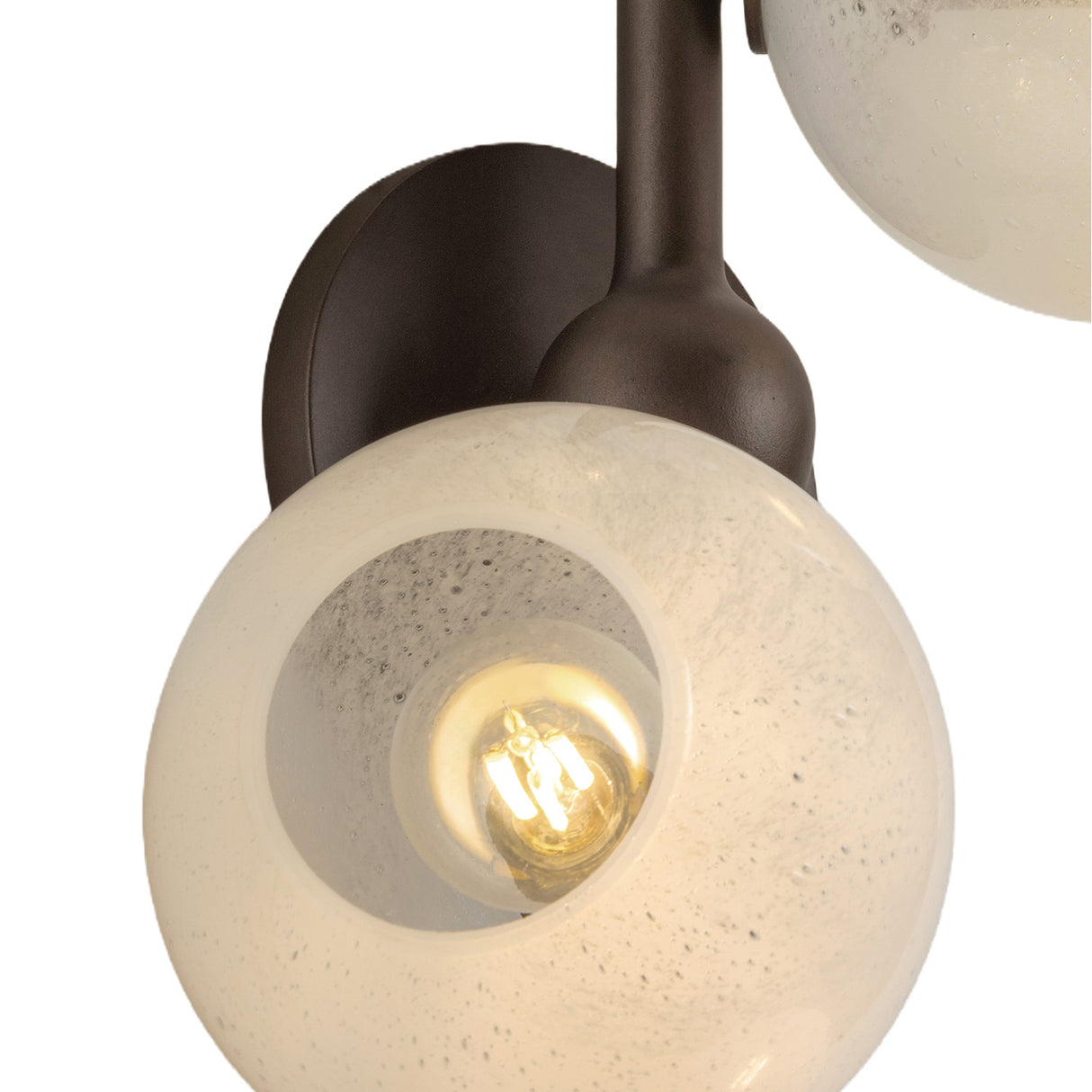 Felix 4 Light Wall Sconce 28", Bronze Leaf and Seeded Cloud Glass