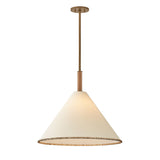 Delora Pendant 24", Patina Brass and Rattan