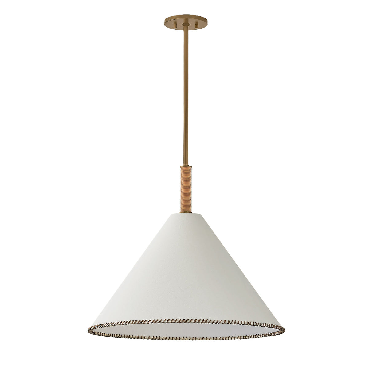 Delora Pendant 24", Patina Brass and Rattan