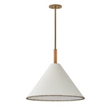 Delora Pendant 24", Patina Brass and Rattan