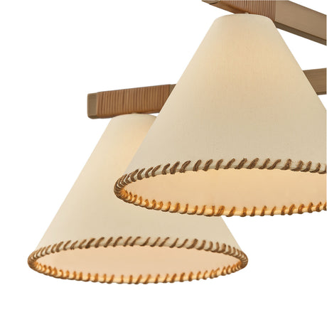 Delora 5 Light Chandelier 40", Patina Brass and Rattan