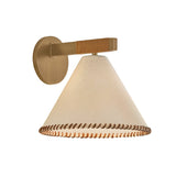 Delora Wall Sconce 9", Patina Brass and Rattan