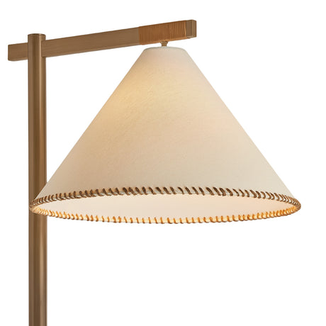 Delora Floor Lamp 60", Patina Brass and Rattan