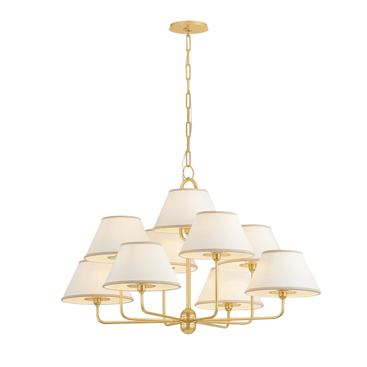 Belmont 9 Light Chandelier 40", Aged Brass