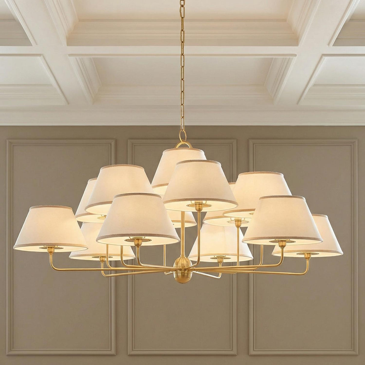 Belmont 13 Light Chandelier 55", Aged Brass