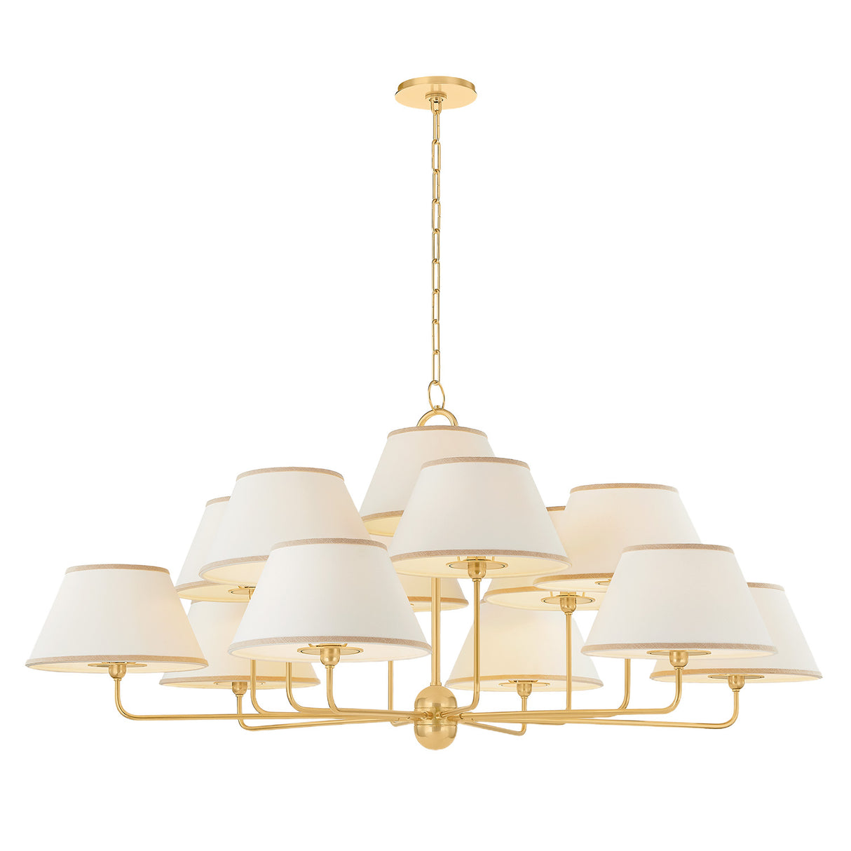 Belmont 13 Light Chandelier 55", Aged Brass