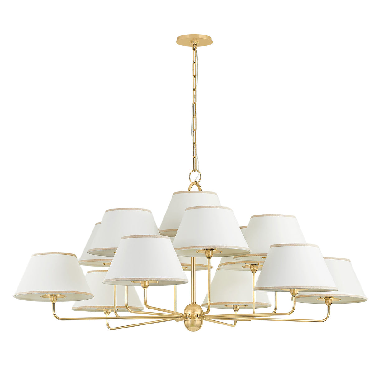 Belmont 13 Light Chandelier 55", Aged Brass