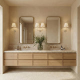 Cicero Double Wall Sconce 16", Off White and Aged Brass