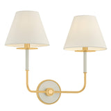 Cicero Double Wall Sconce 16", Off White and Aged Brass