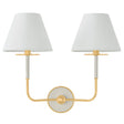 Cicero Double Wall Sconce 16", Off White and Aged Brass