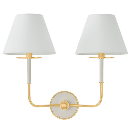 Cicero Double Wall Sconce 16", Off White and Aged Brass