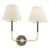 Cicero Double Wall Sconce 16", Forest Green and Aged Brass