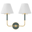 Cicero Double Wall Sconce 16", Forest Green and Aged Brass