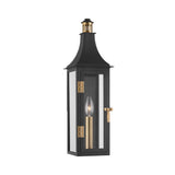 Dante Outdoor Wall Light, Medium 19", Black and Patina Brass