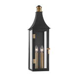 Dante Outdoor Wall Light, Large 24", Black and Patina Brass
