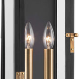 Dante Outdoor Wall Light, Large 24", Black and Patina Brass