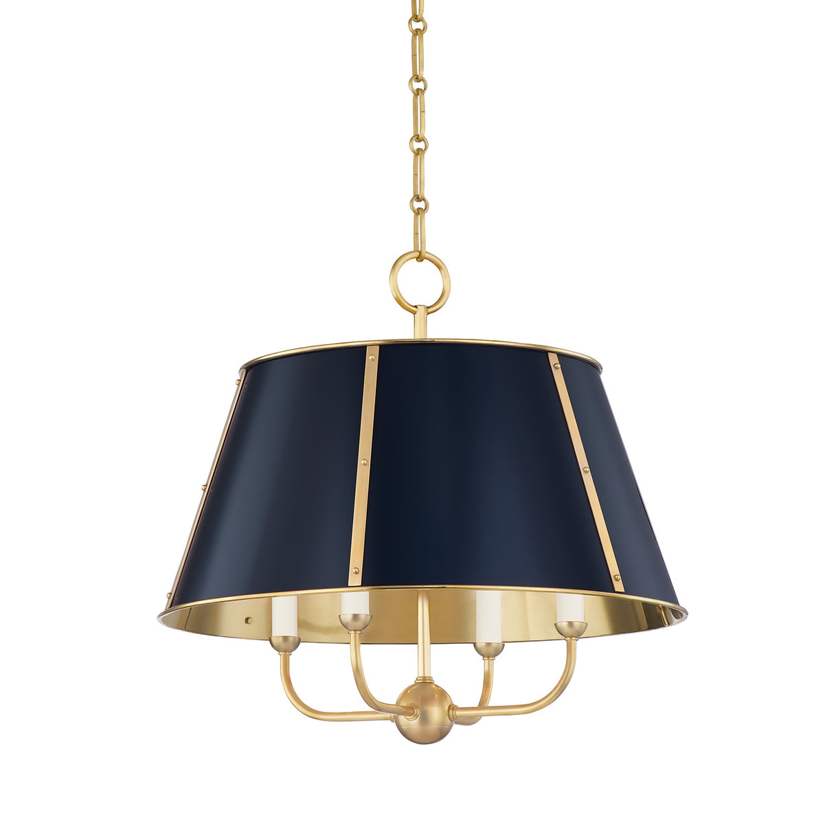 Avery 4 Light Large Pendant 20", Midnight Blue and Aged Brass