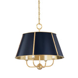 Avery 4 Light Large Pendant 20", Midnight Blue and Aged Brass