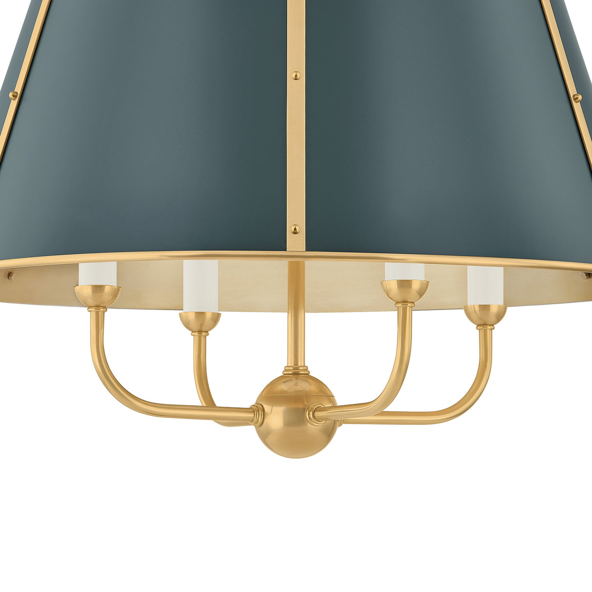 Avery 4 Light Large Pendant 20", Forest Green and Aged Brass