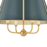 Avery 4 Light Large Pendant 20", Forest Green and Aged Brass