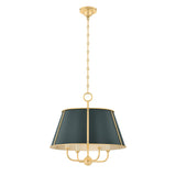 Avery 4 Light Large Pendant 20", Forest Green and Aged Brass