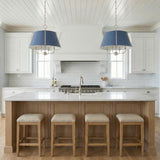 Avery 4 Light Large Pendant 20", Dutch Blue and Polished Nickel