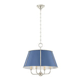 Avery 4 Light Large Pendant 20", Dutch Blue and Polished Nickel