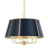 Avery 6 Light Extra Large Pendant 28", Midnight Blue and Aged Brass