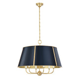 Avery 6 Light Extra Large Pendant 28", Midnight Blue and Aged Brass