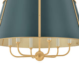 Avery 6 Light Extra Large Pendant 28", Forest Green and Aged Brass