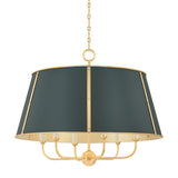 Avery 6 Light Extra Large Pendant 28", Forest Green and Aged Brass