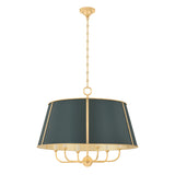 Avery 6 Light Extra Large Pendant 28", Forest Green and Aged Brass