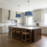 Avery 6 Light Extra Large Pendant 28", Dutch Blue and Polished Nickel