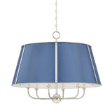 Avery 6 Light Extra Large Pendant 28", Dutch Blue and Polished Nickel