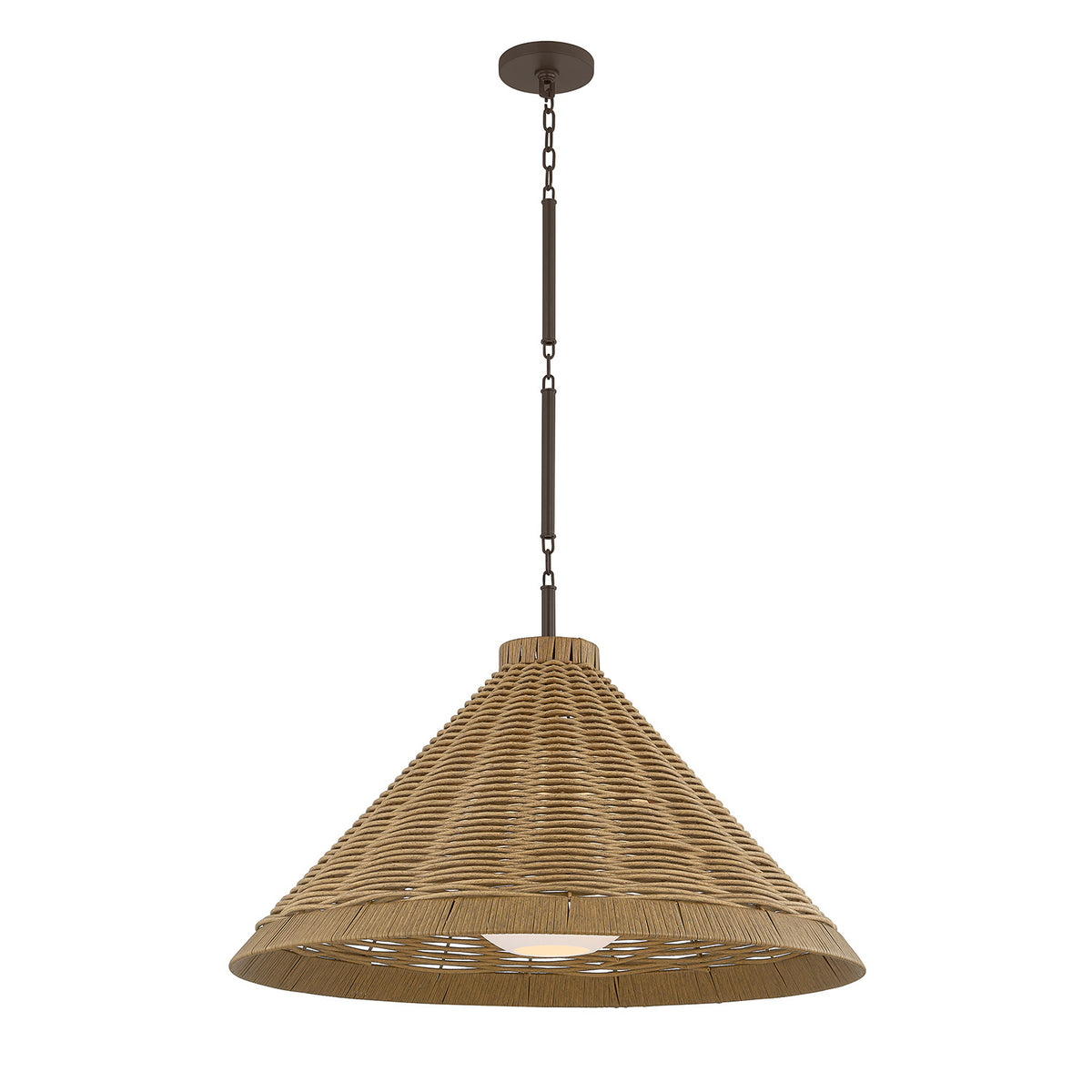 Haven Large Outdoor Pendant 28", Wicker and Bronze