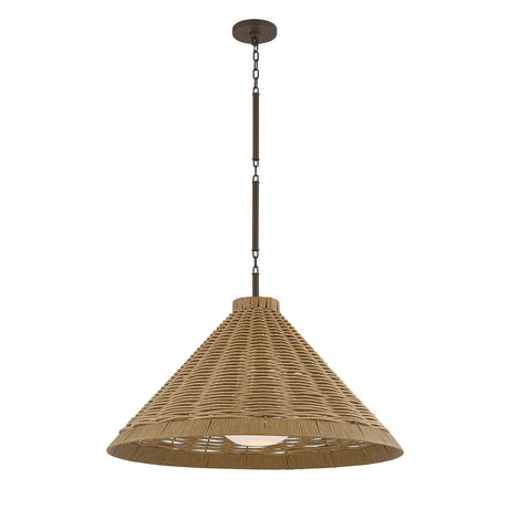 Haven Large Outdoor Pendant 28", Wicker and Bronze