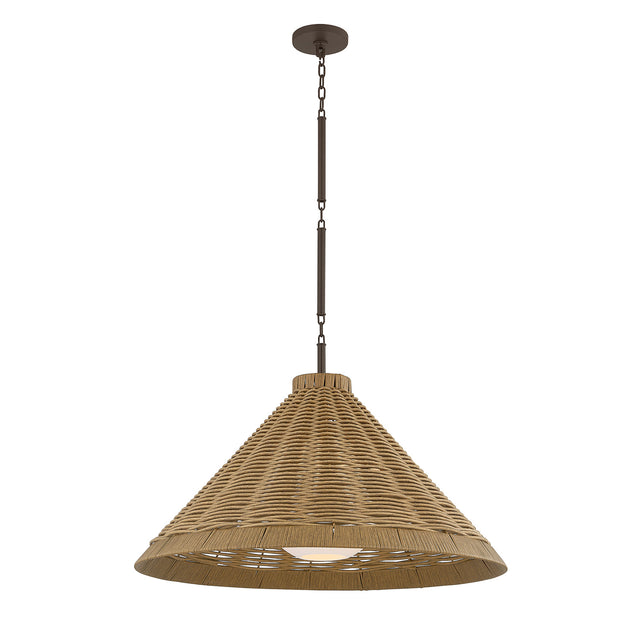 Haven Large Outdoor Pendant 28", Wicker and Bronze