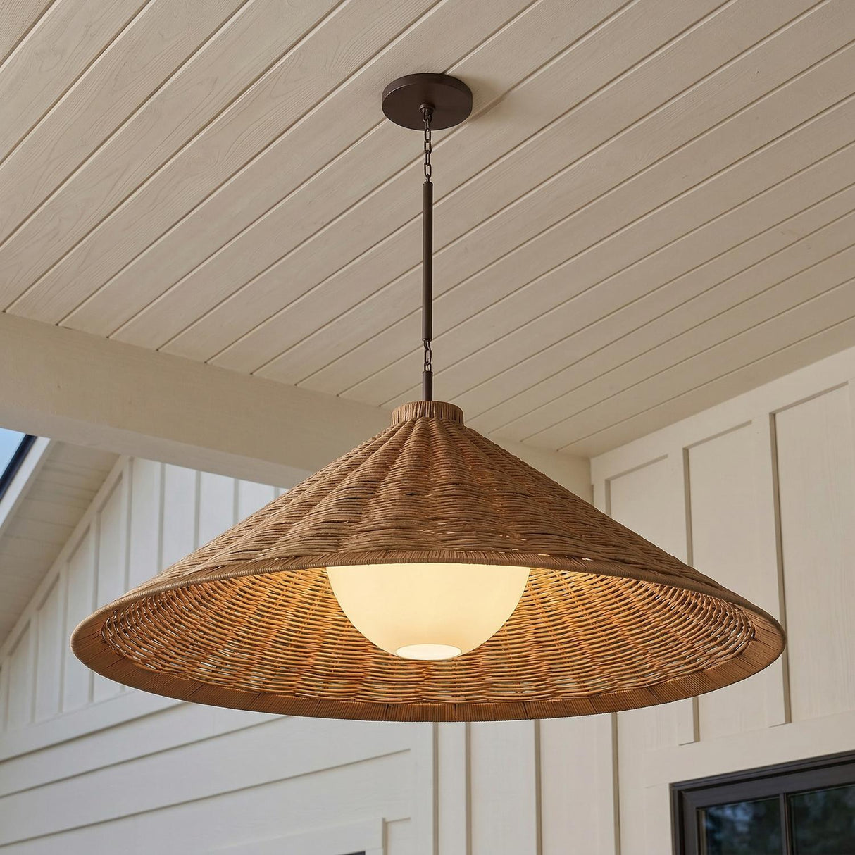 Haven Extra Large Outdoor Pendant 44", Wicker and Bronze