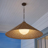 Haven Extra Large Outdoor Pendant 44", Wicker and Bronze