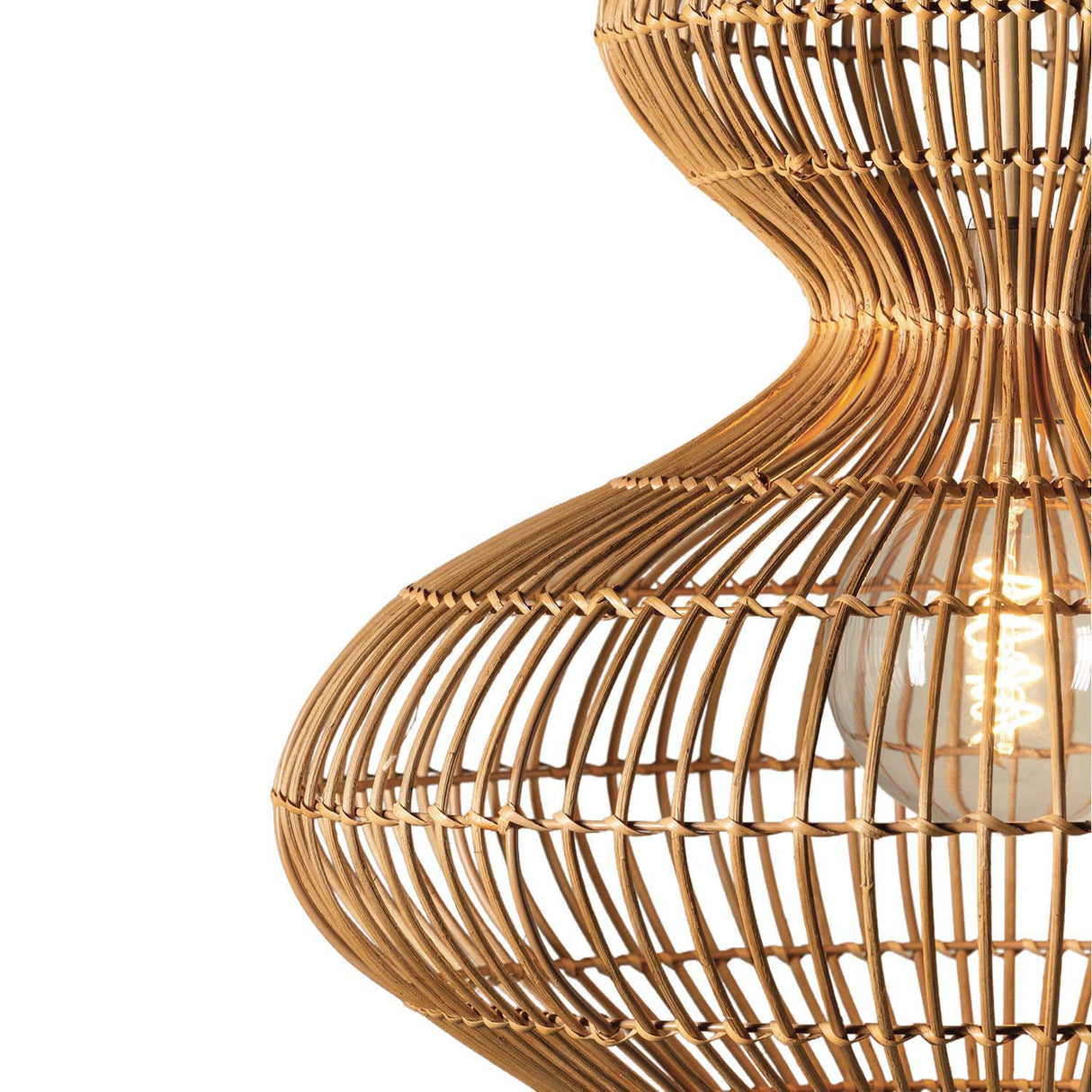 Jaffa Medium Pendant 20", Rattan and Patina Brass