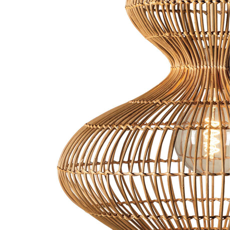 Jaffa Medium Pendant 20", Rattan and Patina Brass