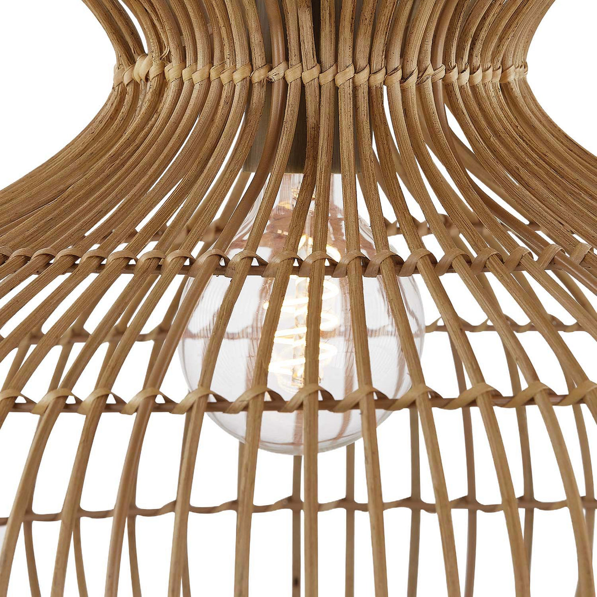 Jaffa Medium Pendant 20", Rattan and Patina Brass