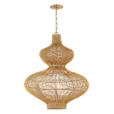Jaffa Large Pendant 28", Rattan and Patina Brass