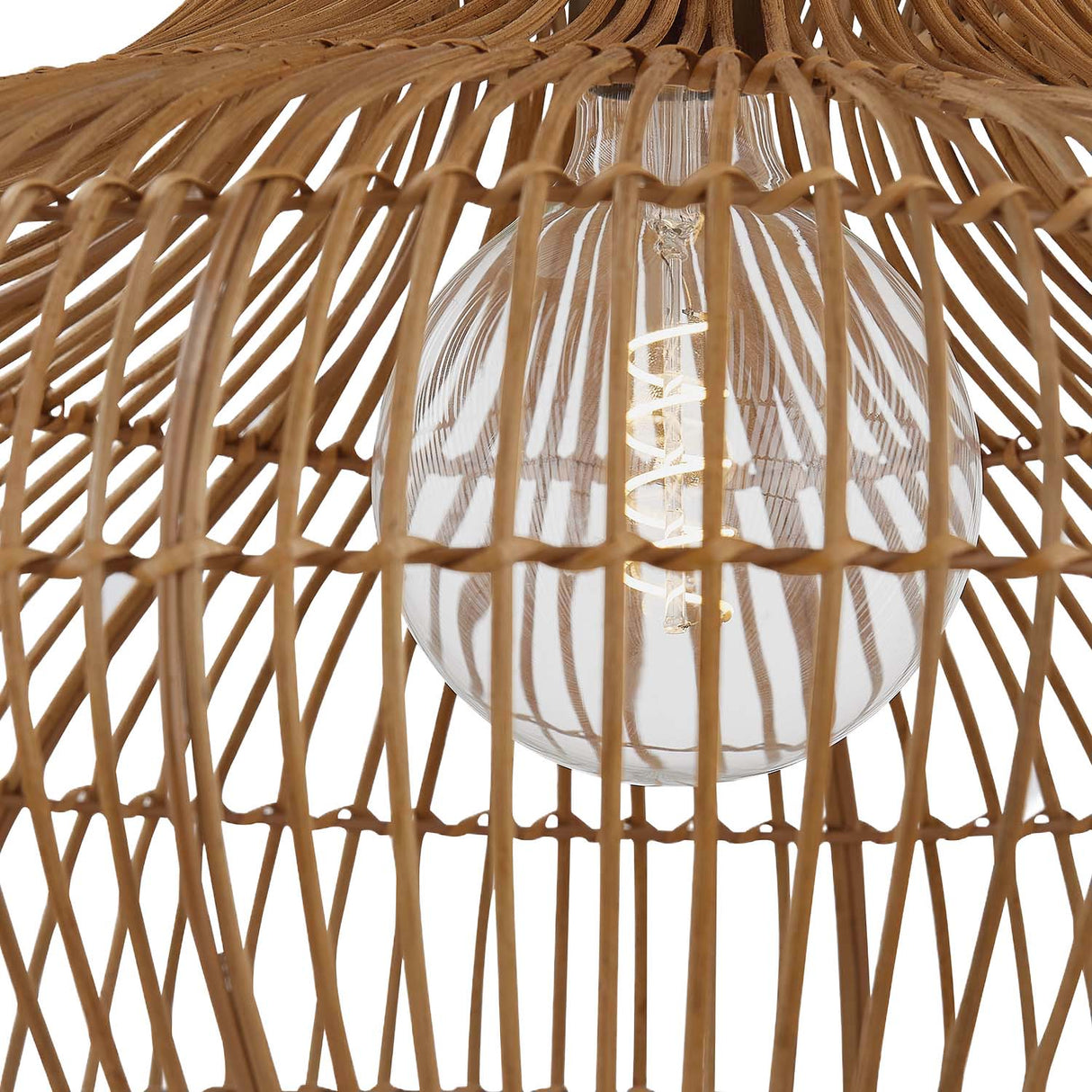 Jaffa Large Pendant 28", Rattan and Patina Brass