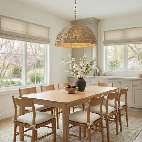 Santiago Extra Large Pendant 36", Natural and Patina Brass