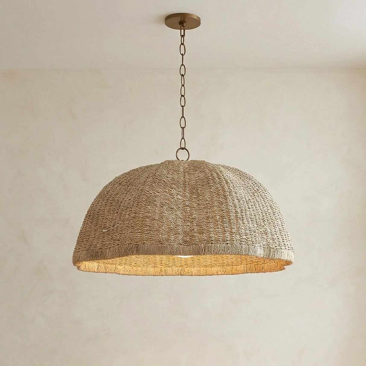 Santiago Extra Large Pendant 36", Natural and Patina Brass