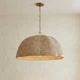 Santiago Extra Large Pendant 36", Natural and Patina Brass