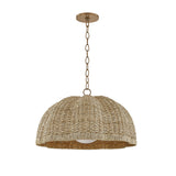 Santiago Large Pendant 24", Natural and Patina Brass