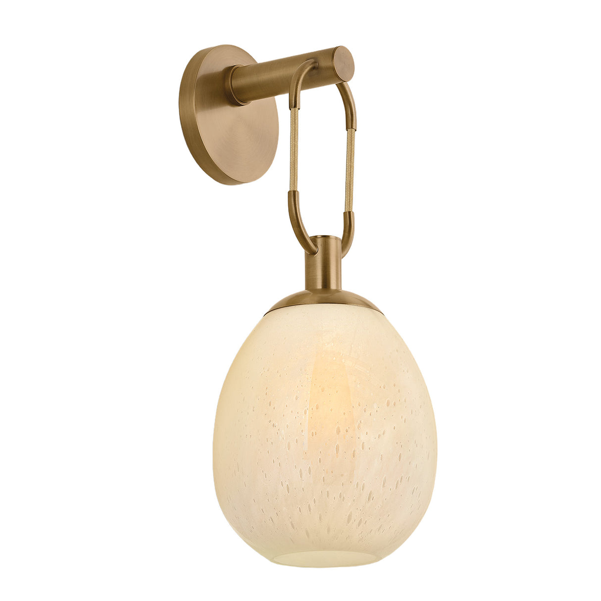 Orly Wall Sconce 17", Patina Brass and Seeded Cloud Glass