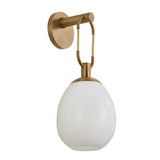 Orly Wall Sconce 17", Patina Brass and Seeded Cloud Glass